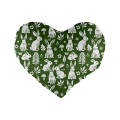 Easter bunny pattern Standard 16  Premium Flano Heart Shape Cushions from ArtsNow.com Front
