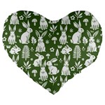 Easter bunny pattern Large 19  Premium Flano Heart Shape Cushions