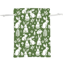 Easter bunny pattern Lightweight Drawstring Pouch (XL) from ArtsNow.com Front