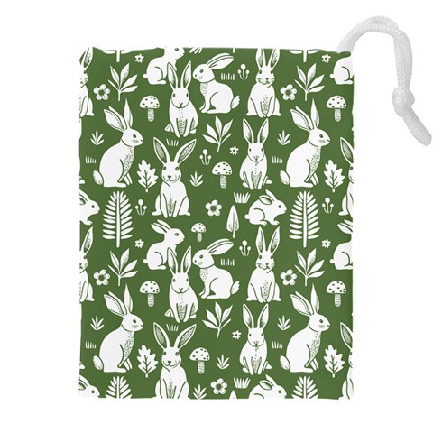 Easter bunny pattern Drawstring Pouch (5XL) from ArtsNow.com Front