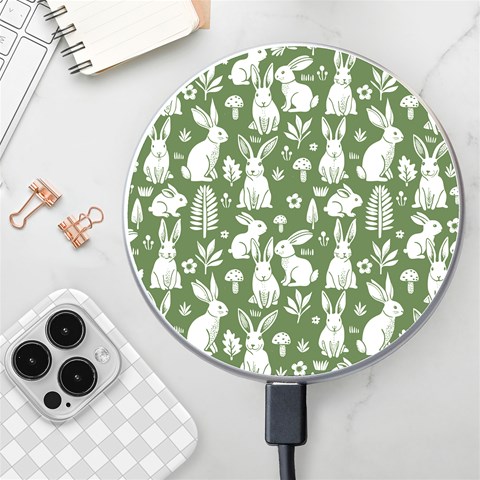 Easter bunny pattern Wireless Fast Charger(White) from ArtsNow.com Front