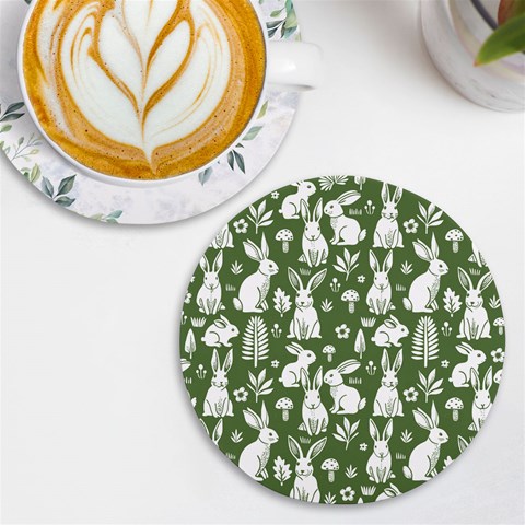 Easter bunny pattern UV Print Round Tile Coaster from ArtsNow.com Front