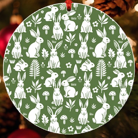 Easter bunny pattern UV Print Acrylic Ornament Round from ArtsNow.com Front