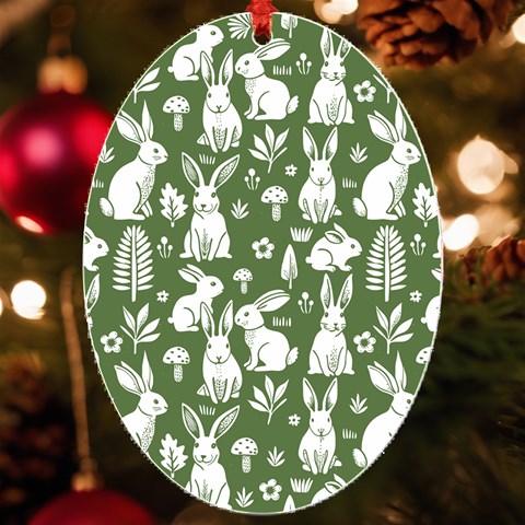 Easter bunny pattern UV Print Acrylic Ornament Oval from ArtsNow.com Front