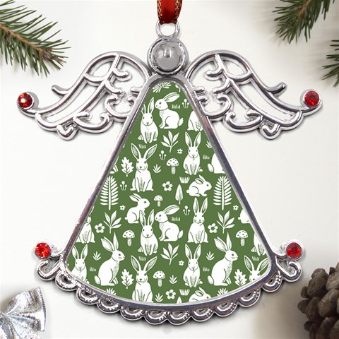 Easter bunny pattern Metal Angel with Crystal Ornament from ArtsNow.com Front