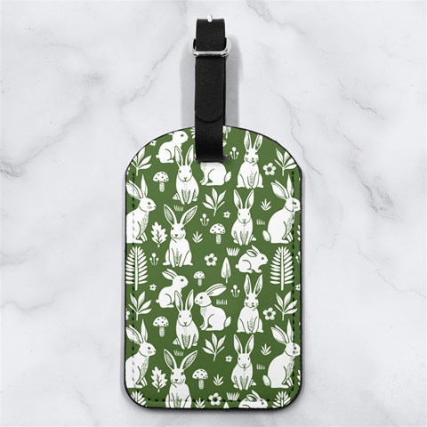 Easter bunny pattern Nappa Leather Luggage Tag Rectangle from ArtsNow.com Front