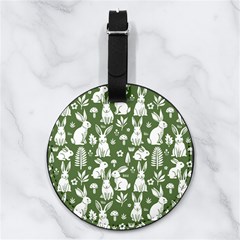 Easter bunny pattern Nappa Leather Luggage Tag Round from ArtsNow.com Front