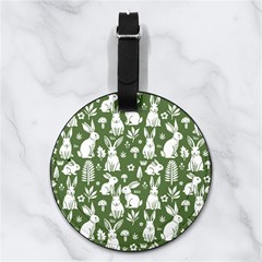 Easter bunny pattern Nappa Leather Luggage Tag Round from ArtsNow.com Back
