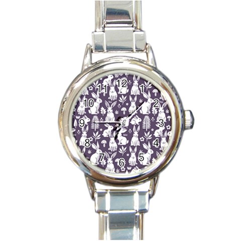 Easter bunny pattern Round Italian Charm Watch from ArtsNow.com Front
