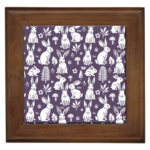 Easter bunny pattern Framed Tile from ArtsNow.com Front
