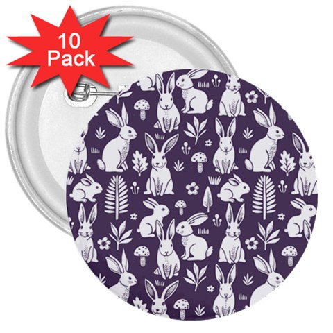 Easter bunny pattern 3  Buttons (10 pack)  from ArtsNow.com Front