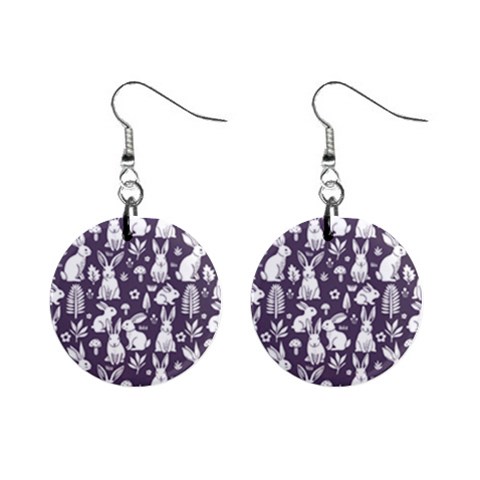 Easter bunny pattern Mini Button Earrings from ArtsNow.com Front