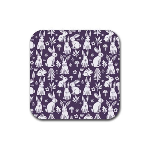 Easter bunny pattern Rubber Coaster (Square) from ArtsNow.com Front