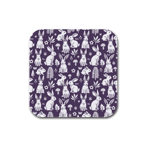 Easter bunny pattern Rubber Square Coaster (4 pack) from ArtsNow.com Front