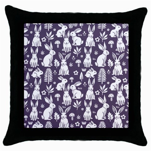 Easter bunny pattern Throw Pillow Case (Black) from ArtsNow.com Front