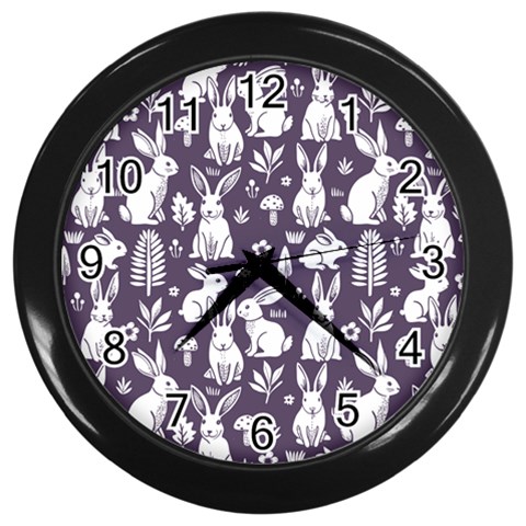 Easter bunny pattern Wall Clock (Black) from ArtsNow.com Front