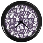 Easter bunny pattern Wall Clock (Black)