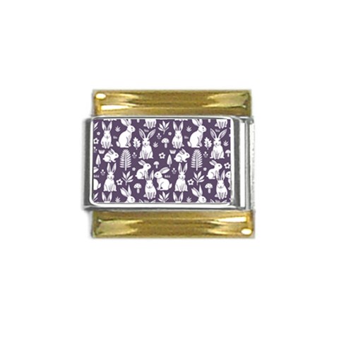Easter bunny pattern Gold Trim Italian Charm (9mm) from ArtsNow.com Front