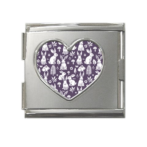 Easter bunny pattern Mega Link Heart Italian Charm (18mm) from ArtsNow.com Front