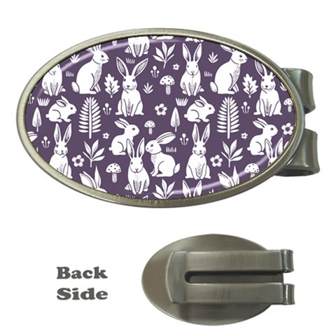 Easter bunny pattern Money Clips (Oval)  from ArtsNow.com Front