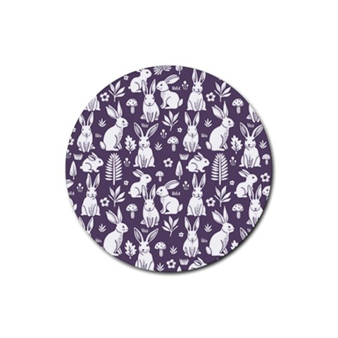 Easter bunny pattern Rubber Coaster (Round) from ArtsNow.com Front