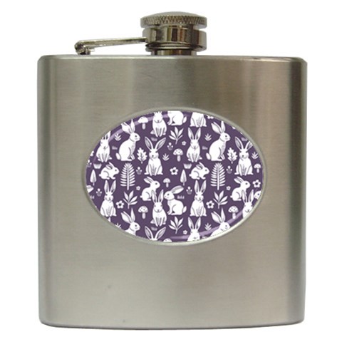 Easter bunny pattern Hip Flask (6 oz) from ArtsNow.com Front