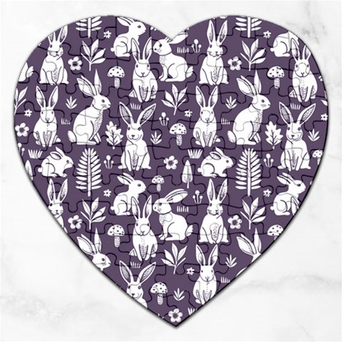 Easter bunny pattern Jigsaw Puzzle (Heart) from ArtsNow.com Front