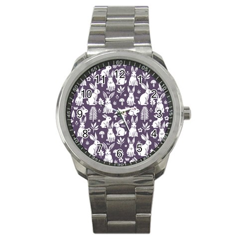 Easter bunny pattern Sport Metal Watch from ArtsNow.com Front