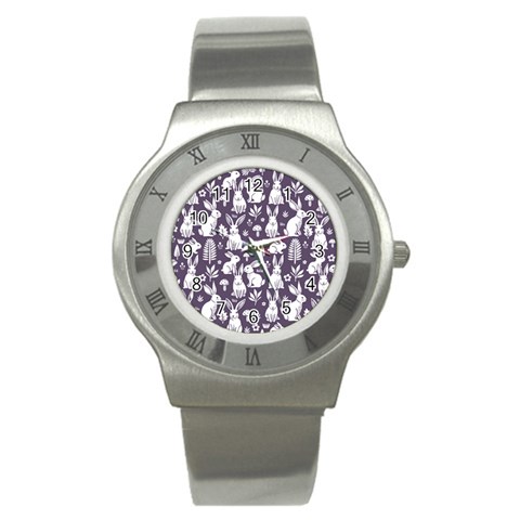 Easter bunny pattern Stainless Steel Watch from ArtsNow.com Front