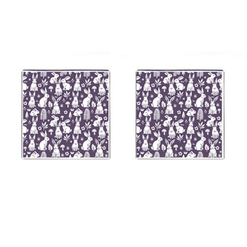 Easter bunny pattern Cufflinks (Square) from ArtsNow.com Front(Pair)