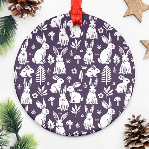 Easter bunny pattern Round Ornament (Two Sides) from ArtsNow.com Front