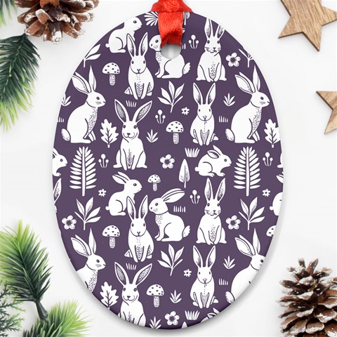 Easter bunny pattern Oval Ornament (Two Sides) from ArtsNow.com Front