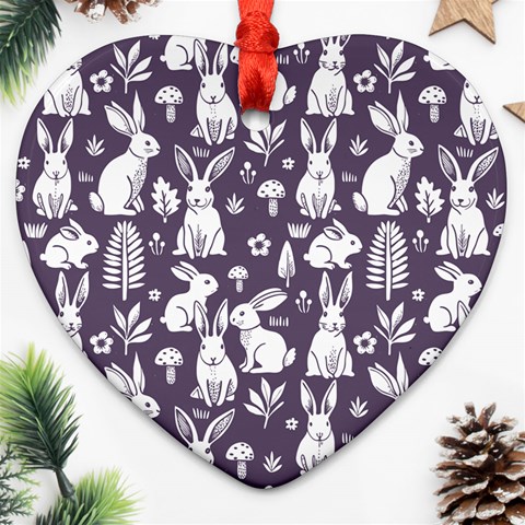 Easter bunny pattern Heart Ornament (Two Sides) from ArtsNow.com Front