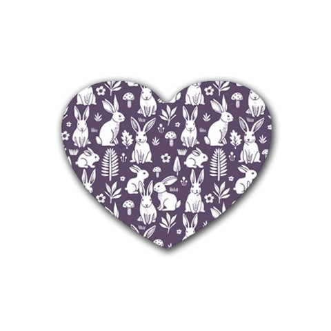 Easter bunny pattern Rubber Heart Coaster (4 pack) from ArtsNow.com Front