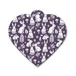 Easter bunny pattern Dog Tag Heart (Two Sides)
