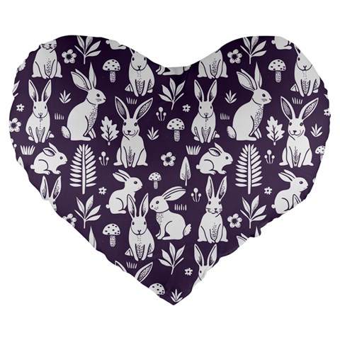 Easter bunny pattern Large 19  Premium Heart Shape Cushions from ArtsNow.com Front
