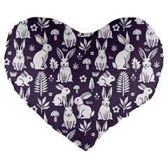 Easter bunny pattern Large 19  Premium Heart Shape Cushions from ArtsNow.com Front