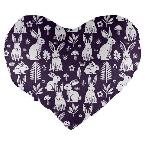 Easter bunny pattern Large 19  Premium Heart Shape Cushions from ArtsNow.com Back