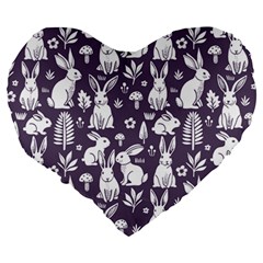 Easter bunny pattern Large 19  Premium Heart Shape Cushions from ArtsNow.com Back