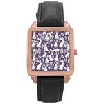 Easter bunny pattern Rose Gold Leather Watch 