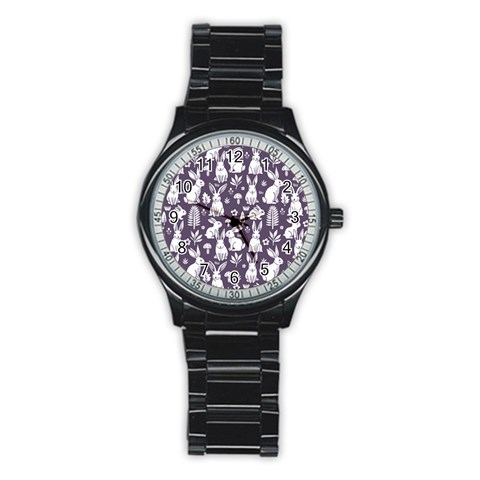 Easter bunny pattern Stainless Steel Round Watch from ArtsNow.com Front