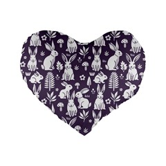 Easter bunny pattern Standard 16  Premium Flano Heart Shape Cushions from ArtsNow.com Front