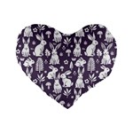 Easter bunny pattern Standard 16  Premium Flano Heart Shape Cushions