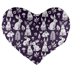 Easter bunny pattern Large 19  Premium Flano Heart Shape Cushions from ArtsNow.com Front
