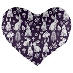 Easter bunny pattern Large 19  Premium Flano Heart Shape Cushions