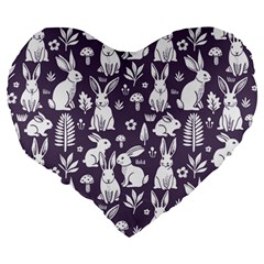 Easter bunny pattern Large 19  Premium Flano Heart Shape Cushions from ArtsNow.com Back