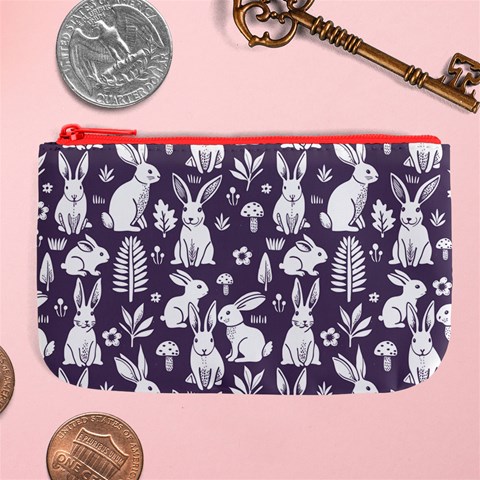 Easter bunny pattern Large Coin Purse from ArtsNow.com Front