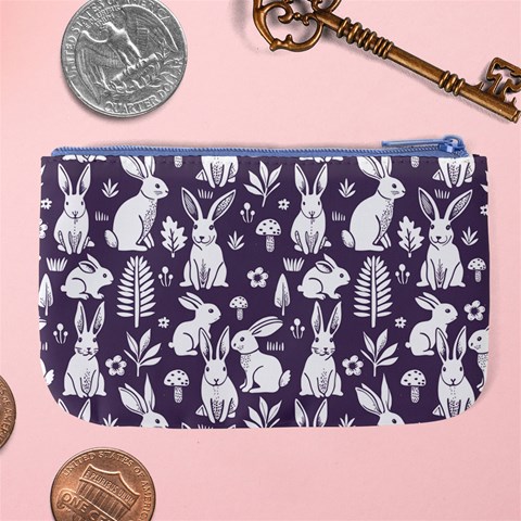 Easter bunny pattern Large Coin Purse from ArtsNow.com Back