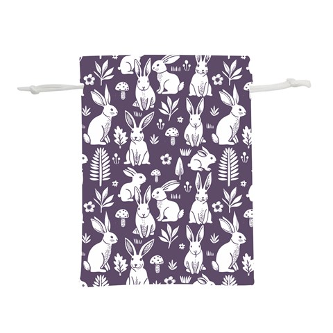 Easter bunny pattern Lightweight Drawstring Pouch (L) from ArtsNow.com Front