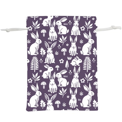 Easter bunny pattern Lightweight Drawstring Pouch (XL) from ArtsNow.com Back